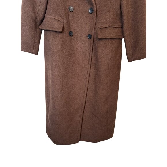NWT L Avec Les Filles Womens Brown Double-Breasted Long Wool Blend Coat - Picture 11 of 16